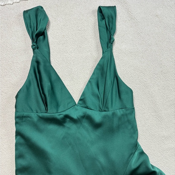 Fame and Partners Green Satin Maxi Gown Dress 8 - Picture 2 of 7